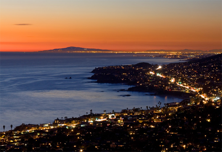 night time view of laguna beach